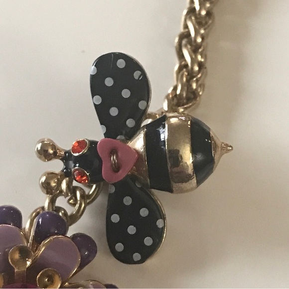 Betsey Johnson Secret Garden Party Flower Leaf Bugs Charm Necklace. - Picture 4 of 10